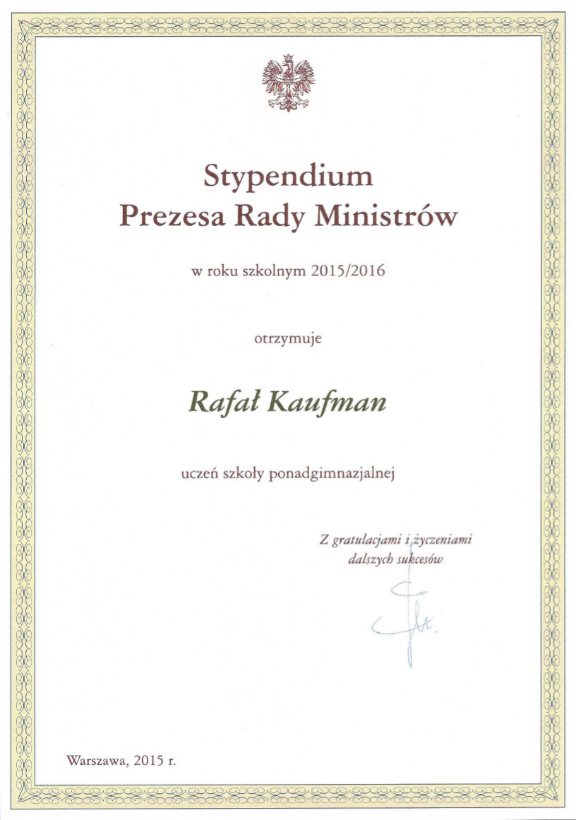 stypendium rafał kaufman