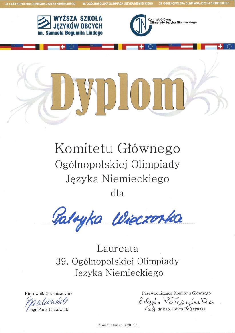 final olimp niem dyplom