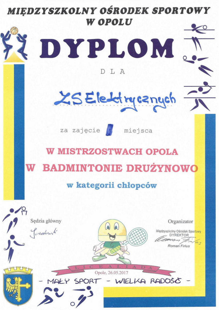 dyplom badminton 2017