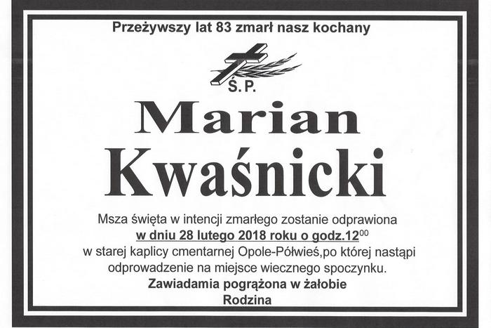 nekrolog Marian Kwasnicki