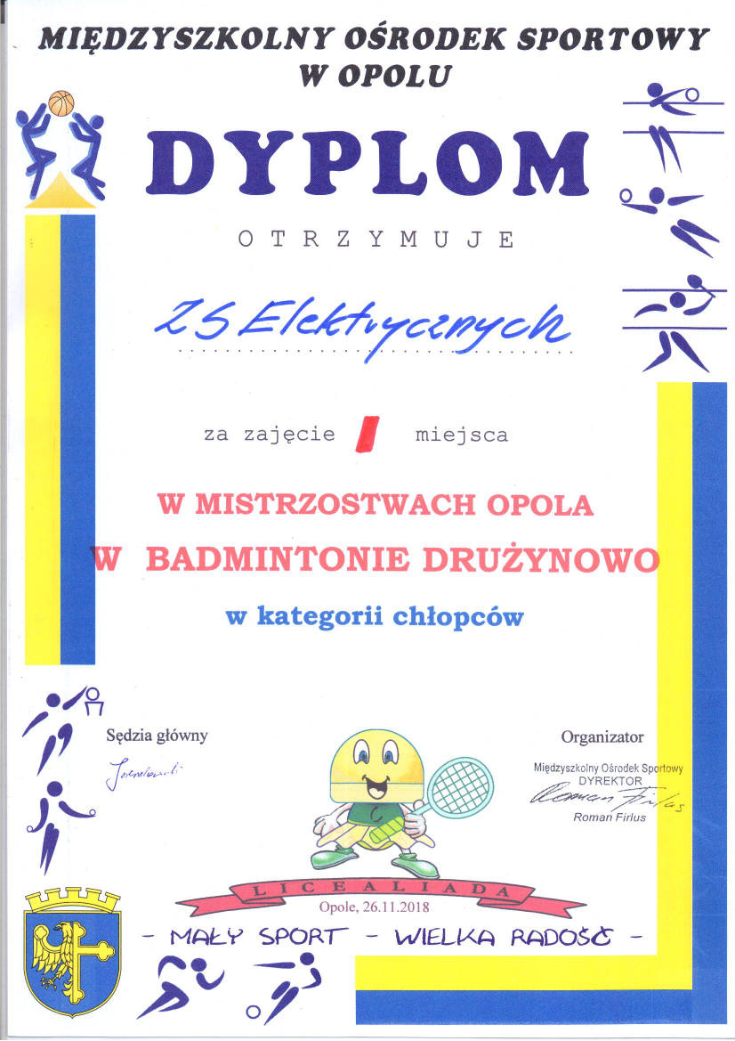 mistrzostwa badminton dyplom