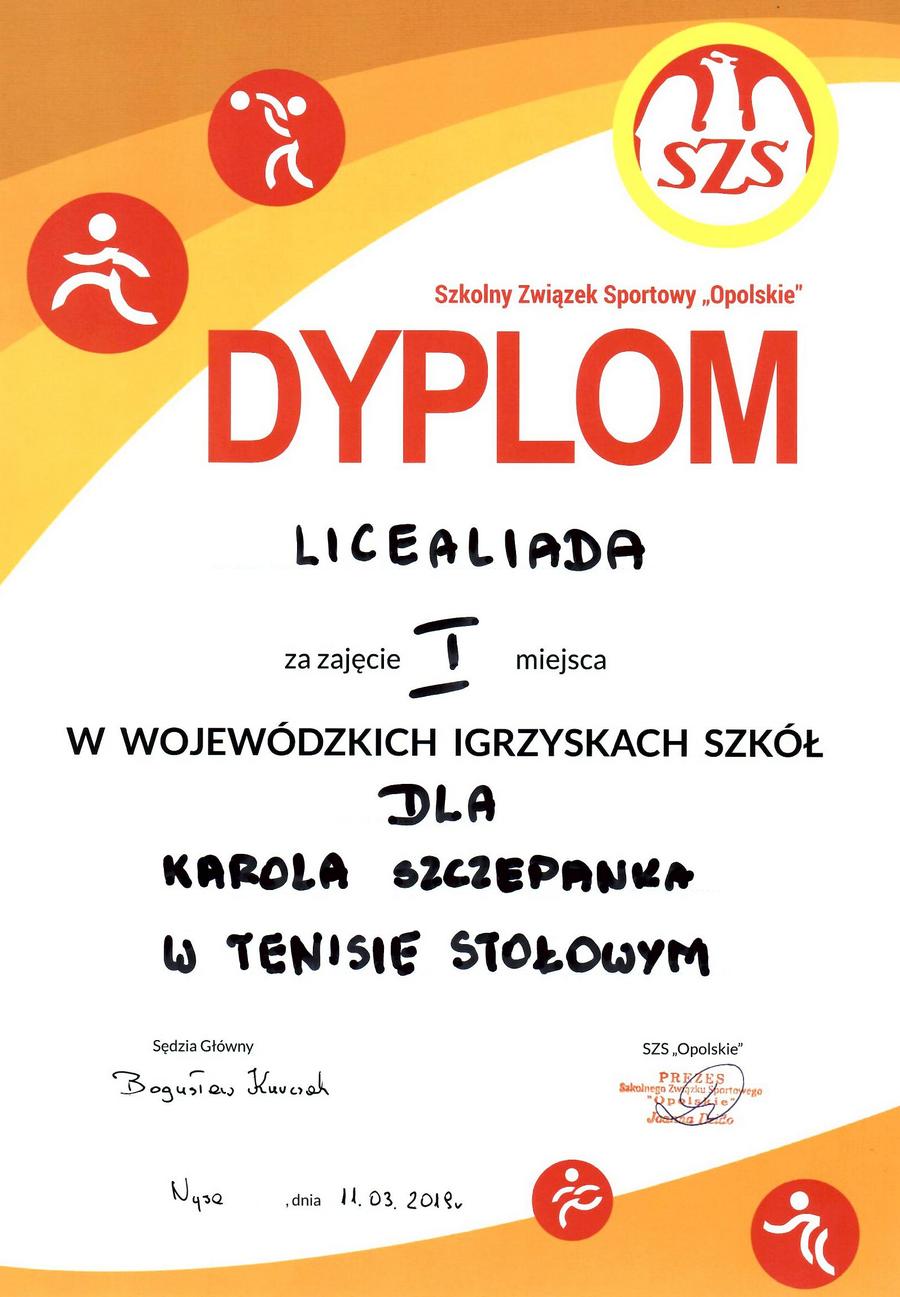 licealiada dyplom