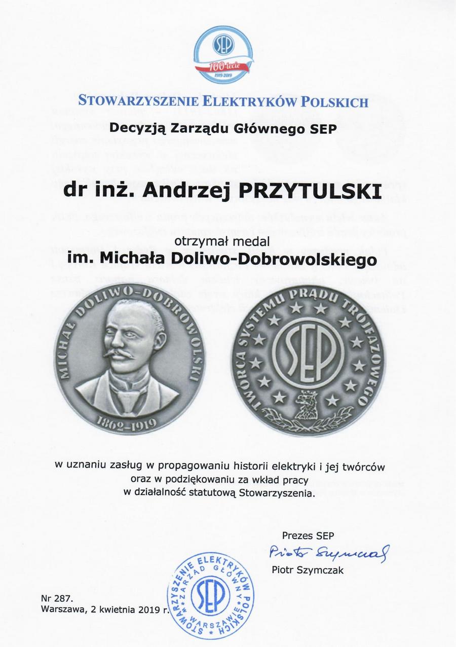 medal przytulski dyplom