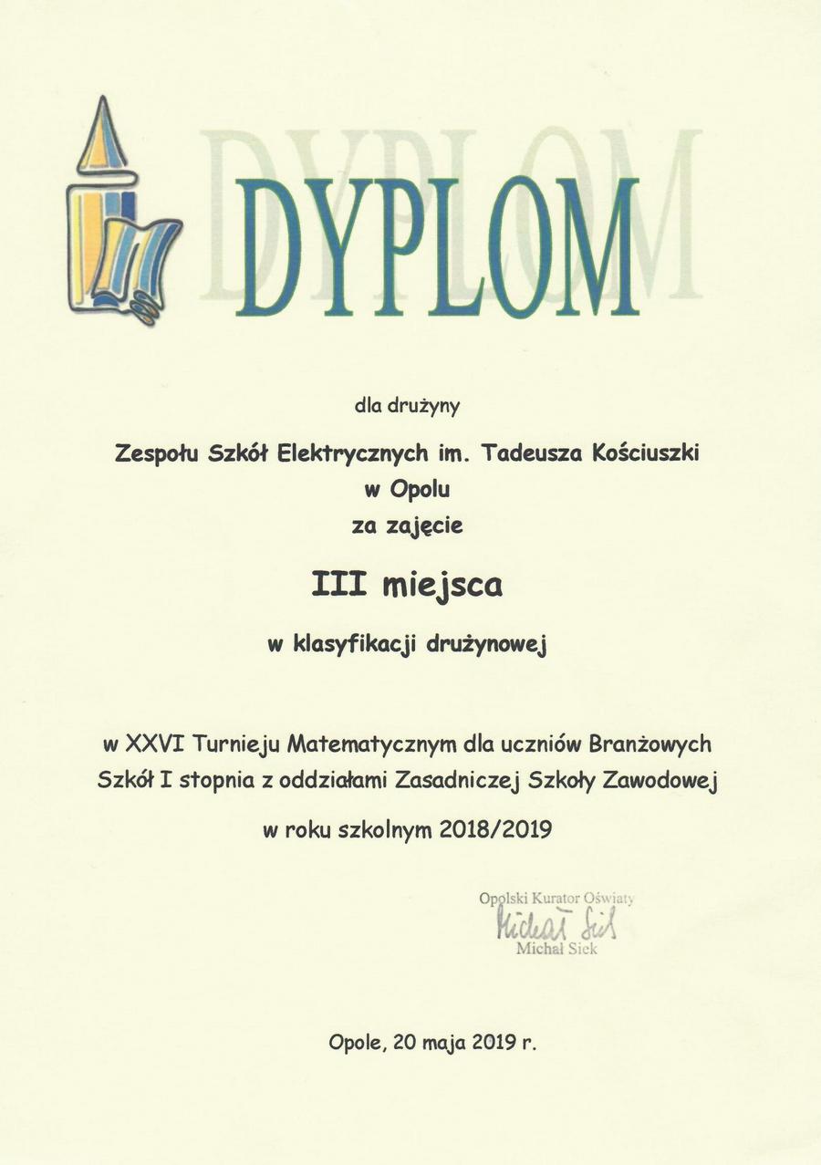 olimpiada matematyczna 2019 dyplom